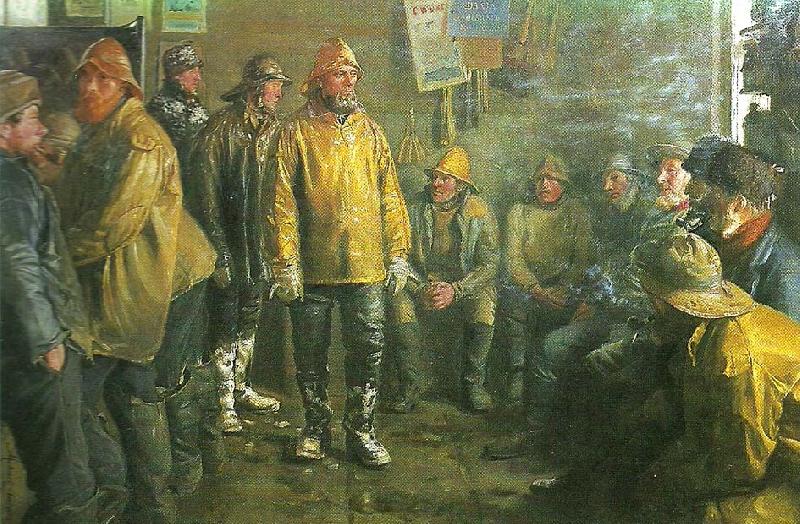 Michael Ancher i kobmandens bad en vinterdag oil painting image